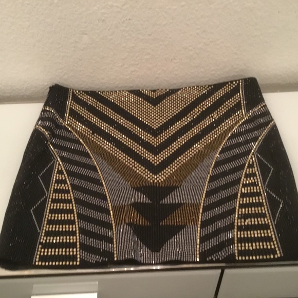 Fate Dresses & Skirts - Fate  black, bronze, gold & silver aluminum beaded embellished mini skirt L